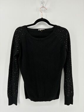 Vila Milano Long Sleeve Rhinestone Arm Wool Blend Shirt Top